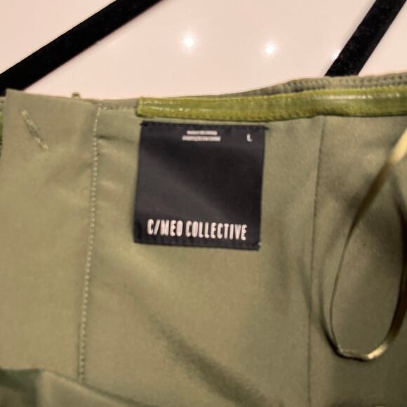C/MEO COLLECTIVE Olive Green Sleeveless Zip Front Utility Mini Dress Size Large - Picture 7 of 11